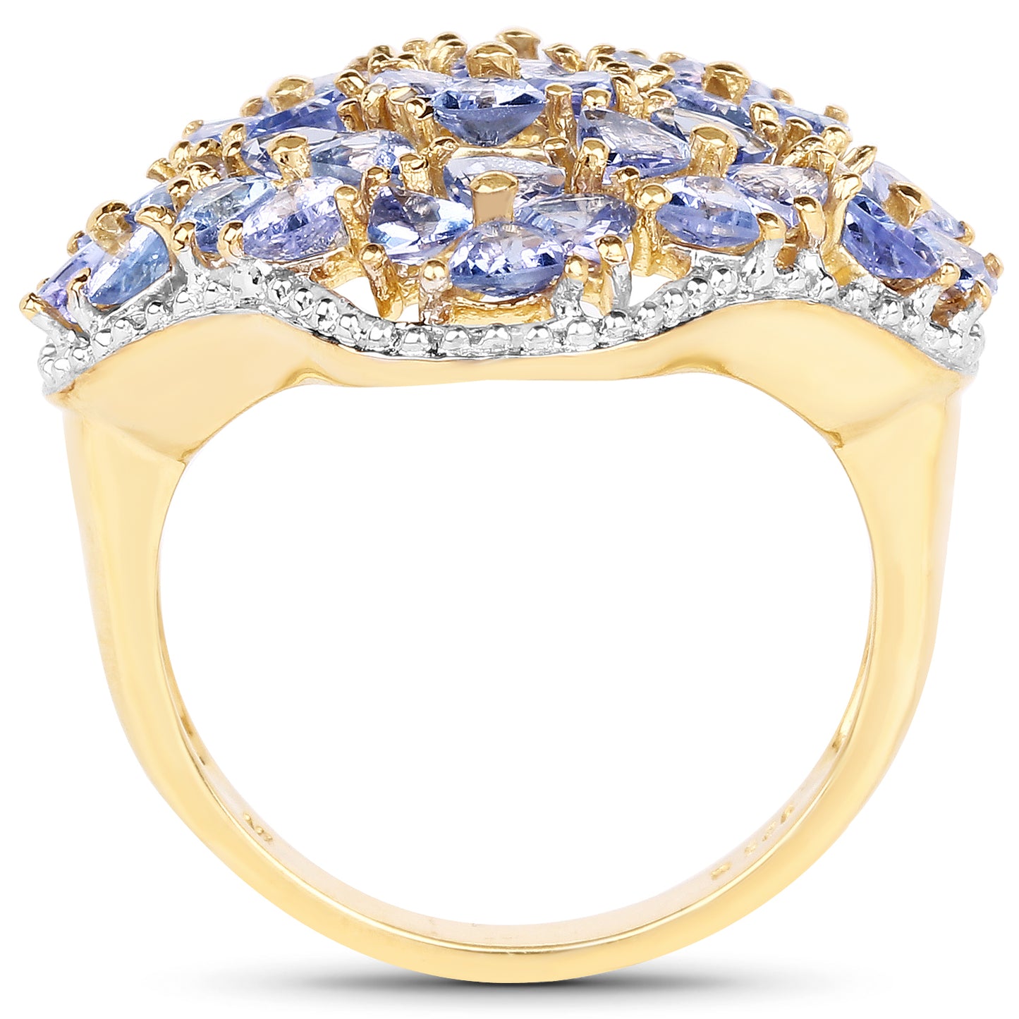 Genuine 14K Yellow Gold Plated Tanzanite Sterling Silver Ring
