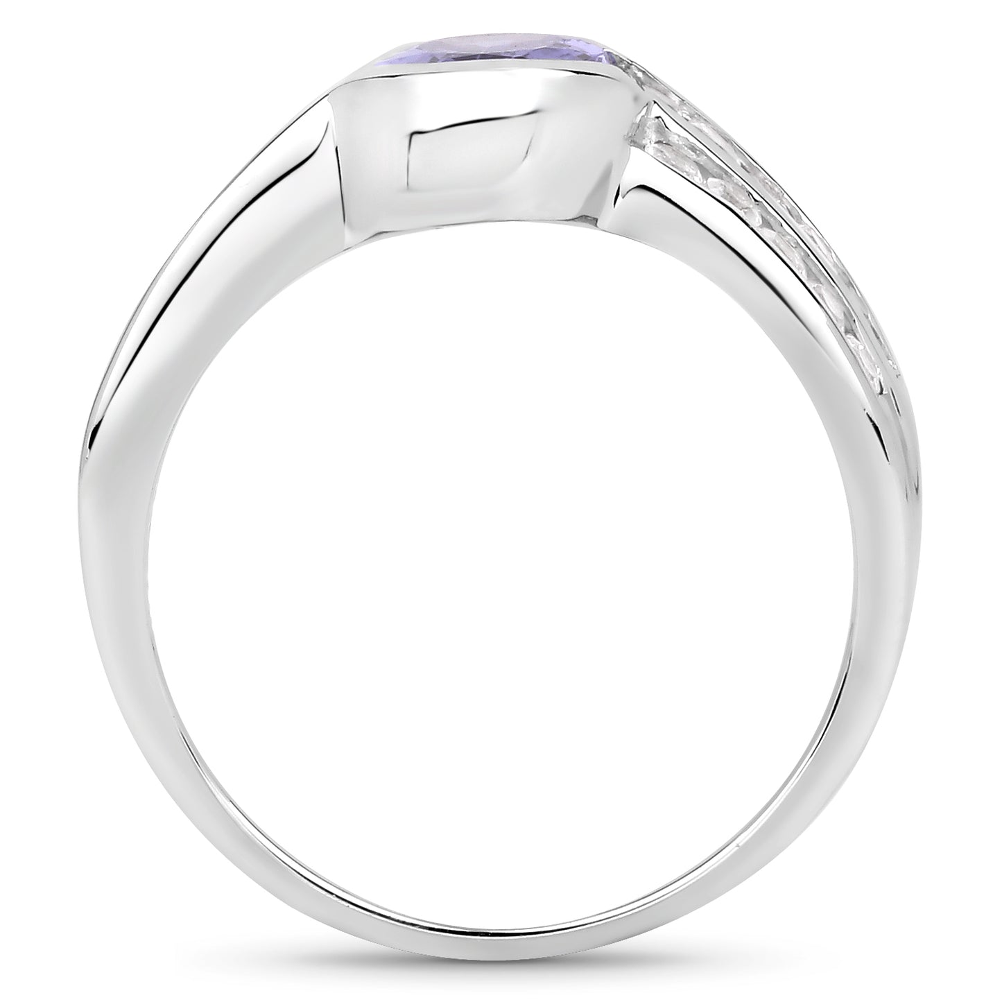 Genuine Tanzanite and White Topaz Bridge Sterling Silver Graduated Ring