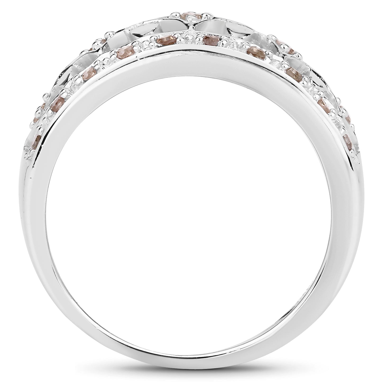 Genuine Champagne Diamond Sterling Silver Band Ring