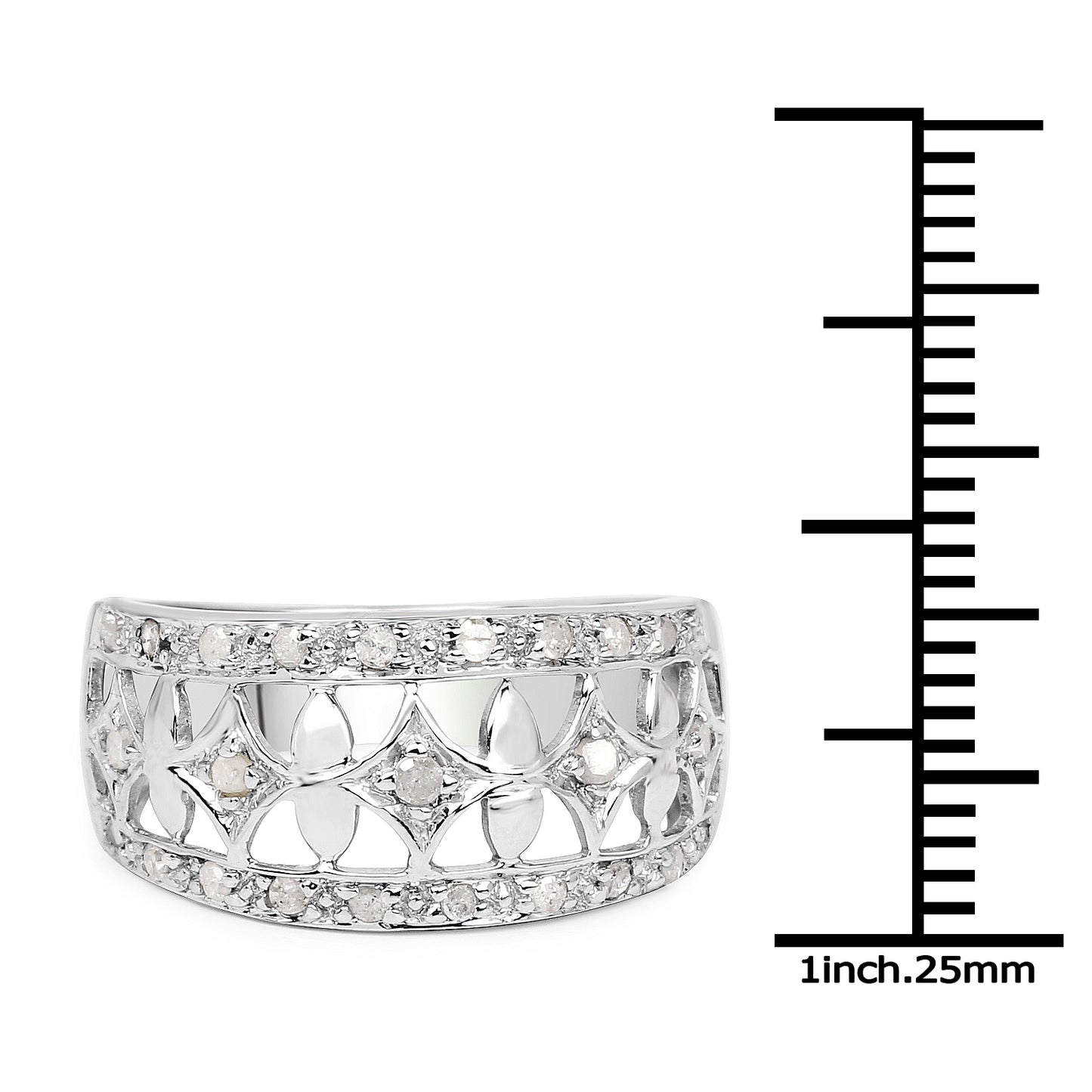 Genuine White Diamond Sterling Silver Graduated Ring