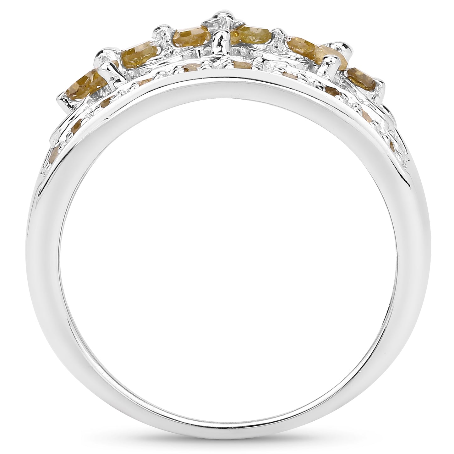Genuine Yellow Diamond Sterling Silver Band Ring