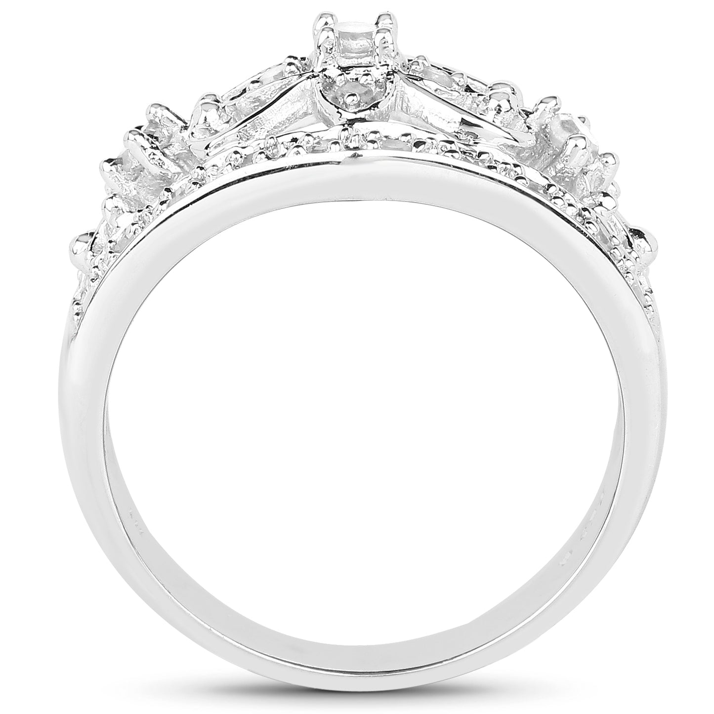 Genuine White Diamond Sterling Silver Graduated Ring