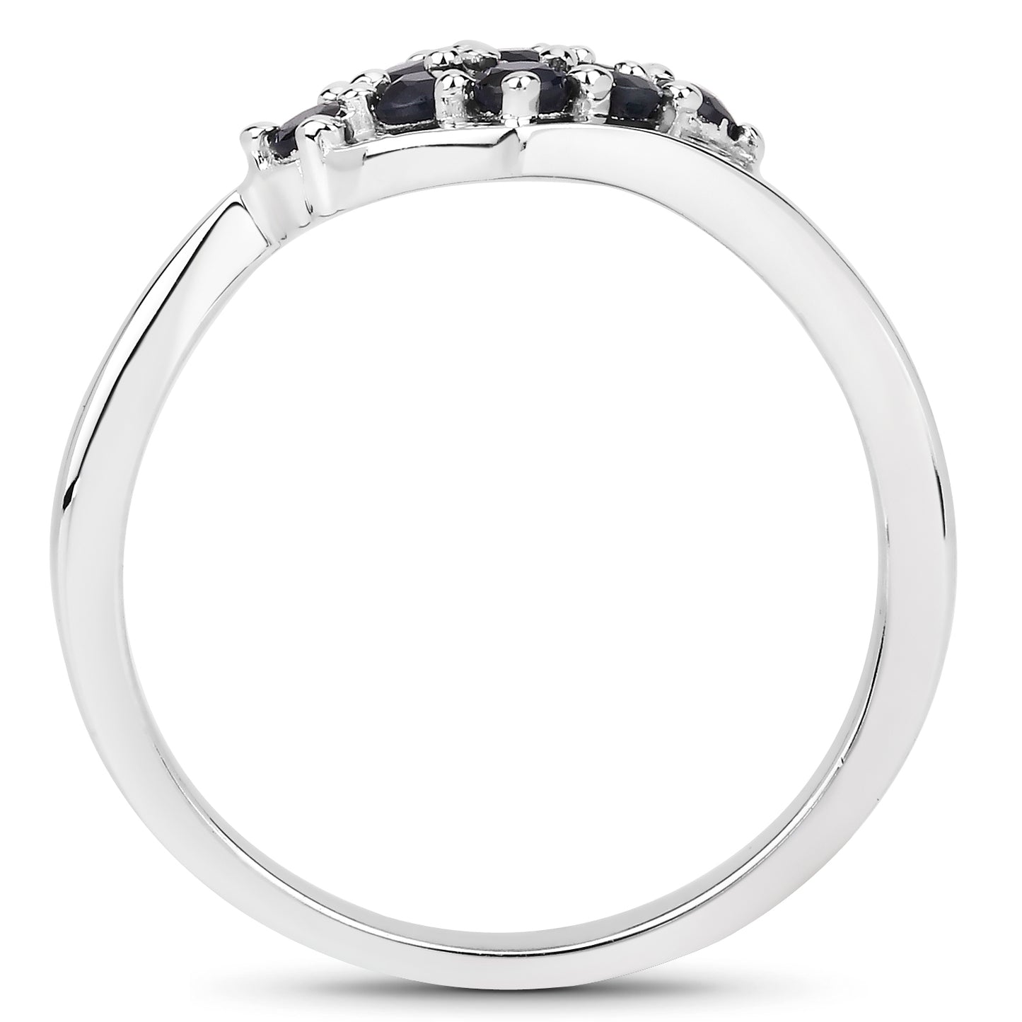 Genuine Blue Sapphire Sterling Silver Cluster Ring