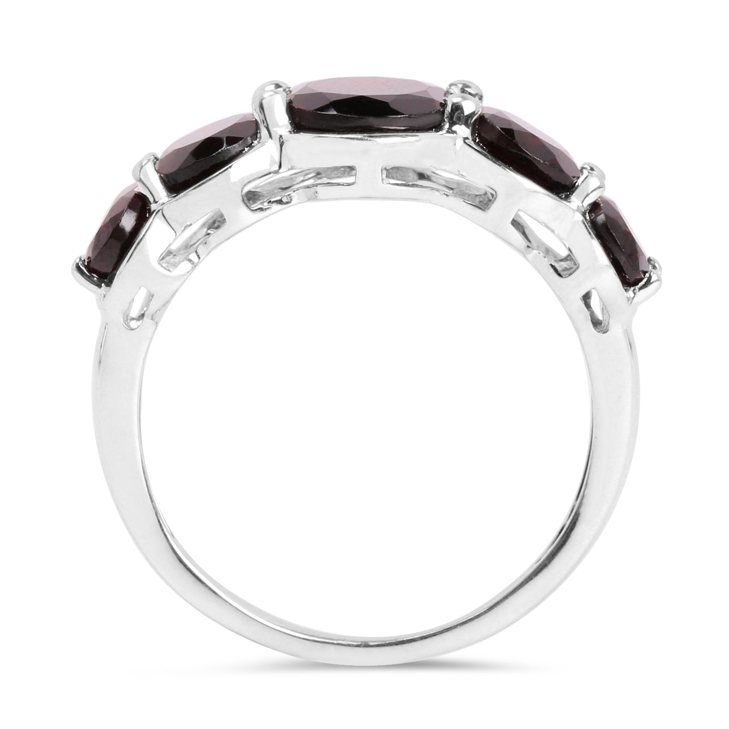 Genuine Garnet Sterling Silver Graduated Ring