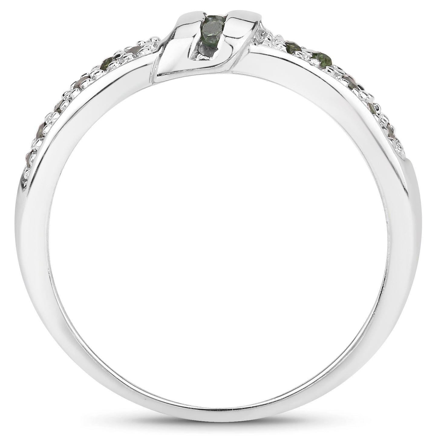 Genuine Green Diamond Sterling Silver Band Ring