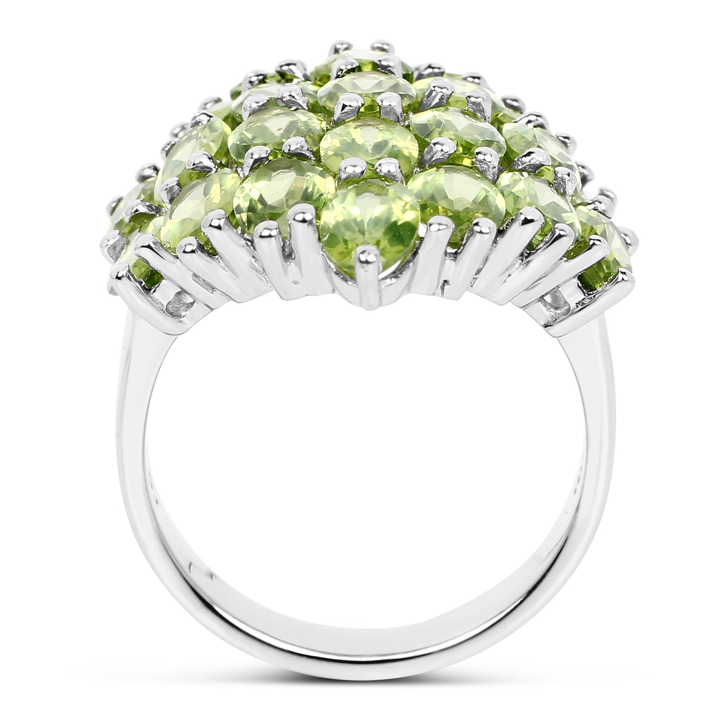 Genuine Peridot Sterling Silver Cluster Ring