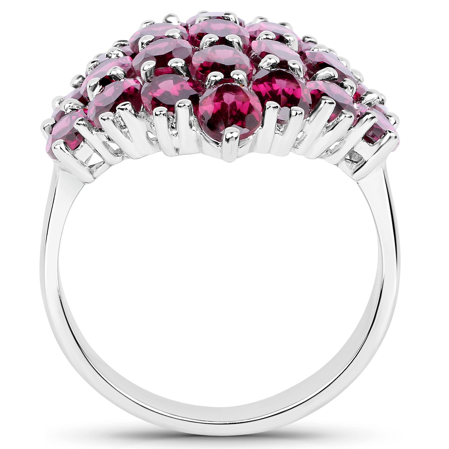 Genuine Rhodolite Sterling Silver Cluster Ring