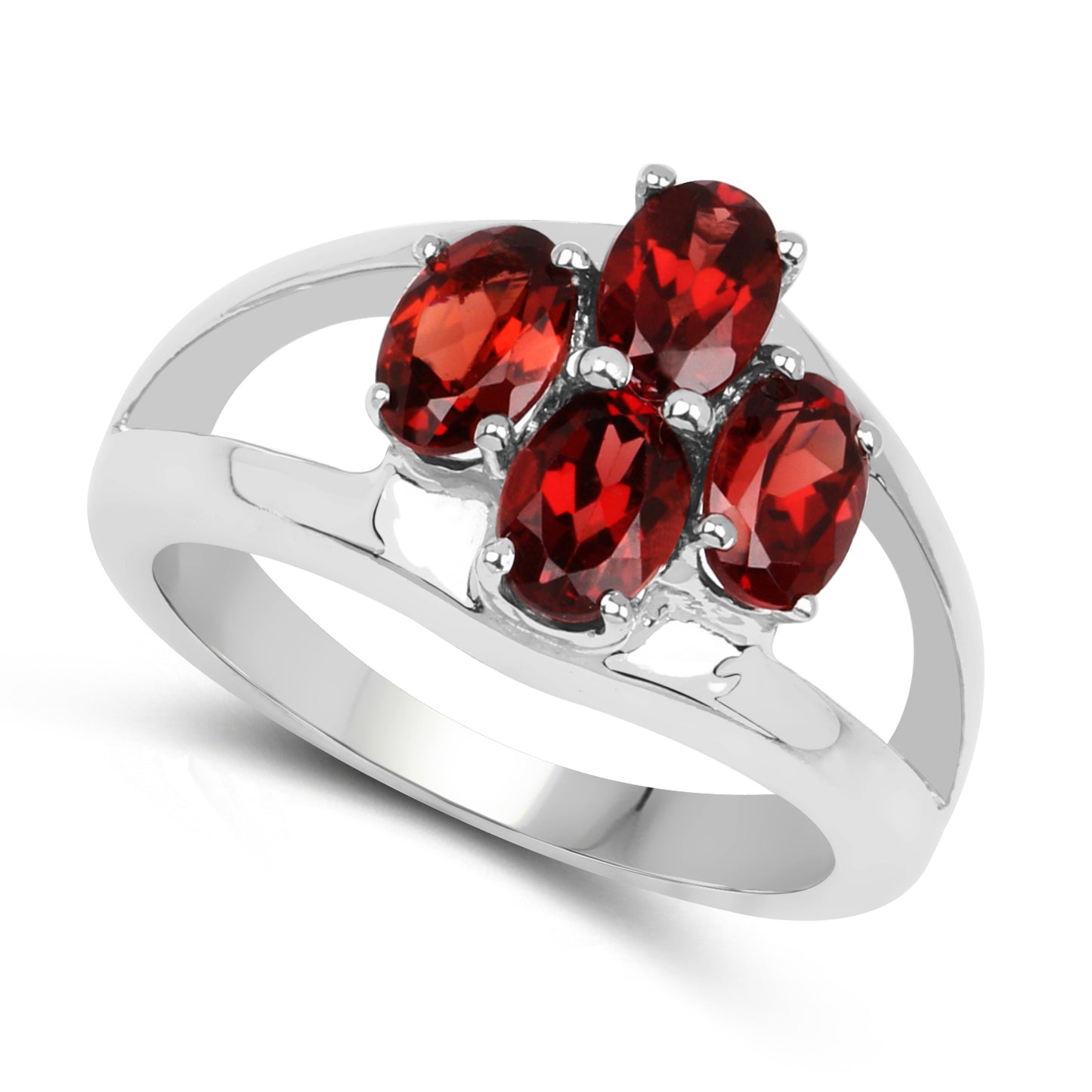 Genuine Garnet Sterling Silver Graduated Ring