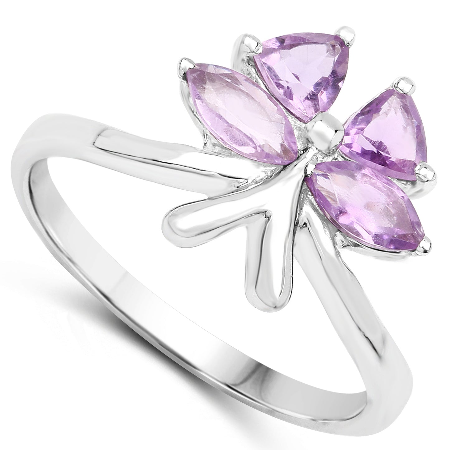 Genuine Amethyst Sterling Silver Graduated Ring