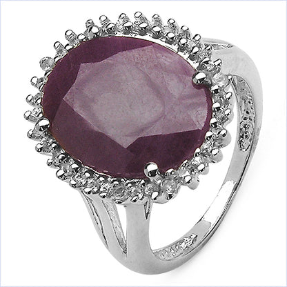 Dyed Ruby and White Topaz Sterling Silver Graduated Ring