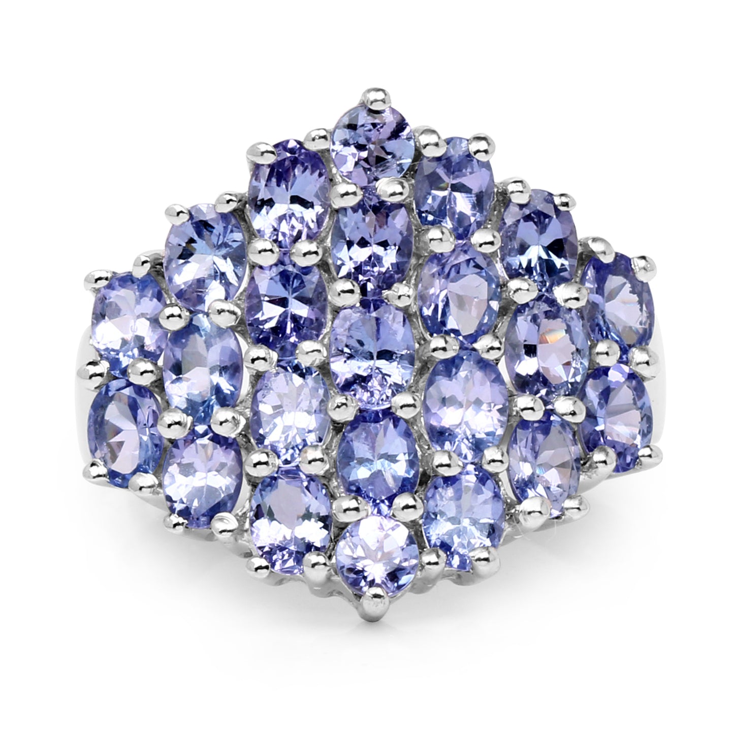 Genuine Tanzanite Sterling Silver Graduated Ring