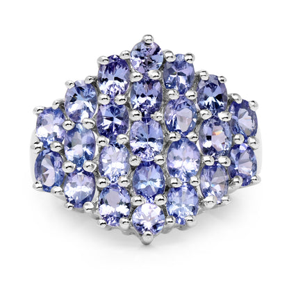 Genuine Tanzanite Sterling Silver Graduated Ring