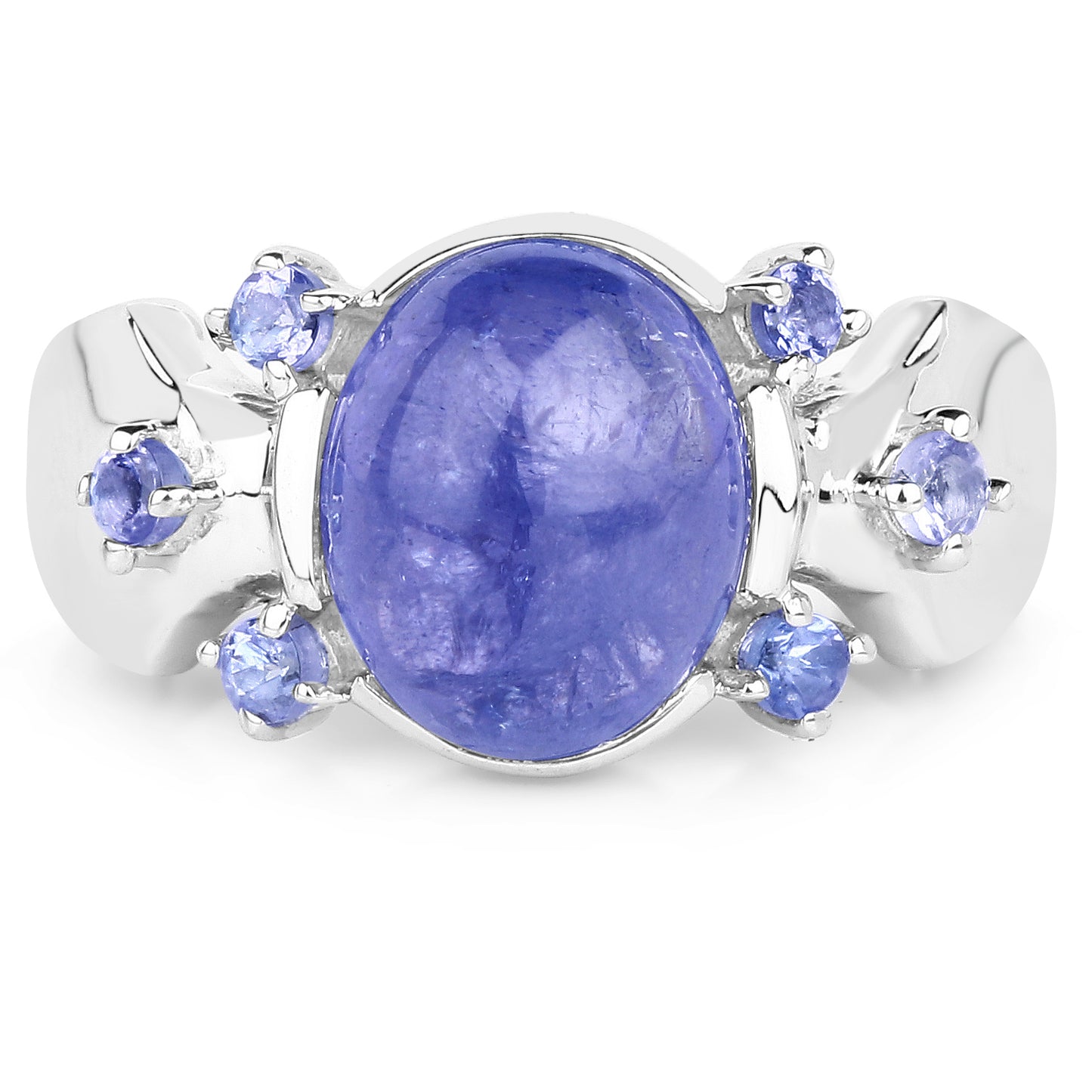 Genuine Tanzanite Sterling Silver Graduated Ring