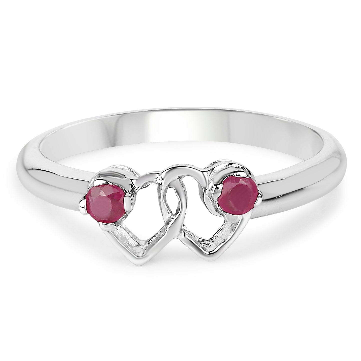 Genuine Ruby Sterling Silver Graduated Ring