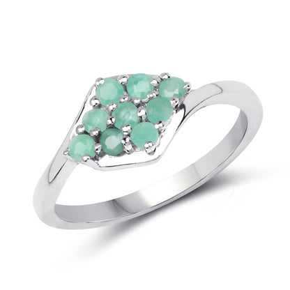 Genuine Emerald Sterling Silver Graduated Ring