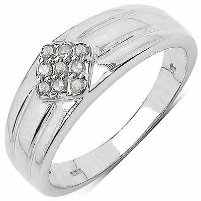 0.14CTW Genuine White Diamond .925 Sterling Silver Ring
