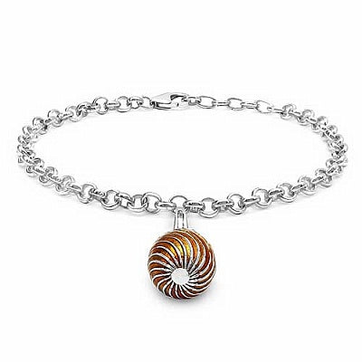 10.31 Grams .925 Sterling Silver Yellow Enamel Charm Bracelet