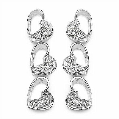 0.18CTW White Cubic Zircon .925 Sterling Silver Heart Shape Earrings