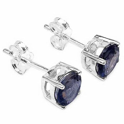 1.40CTW Genuine Iolite .925 Sterling Silver Earrings