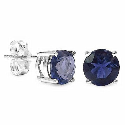 1.40CTW Genuine Iolite .925 Sterling Silver Earrings