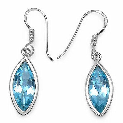 9.76CTW Genuine Blue Topaz .925 Sterling Silver Earrings