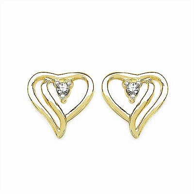 0.10CTW White Cubic Zircon .925 Sterling Silver Gold Plating Earrings