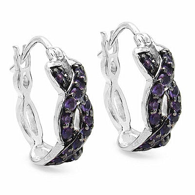 1.40CTW Genuine Amethyst .925 Sterling Silver Earrings