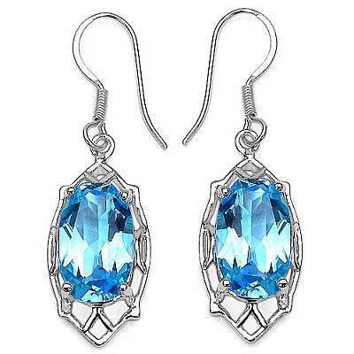 13.67CTW Genuine Blue Topaz .925 Sterling Silver Earrings