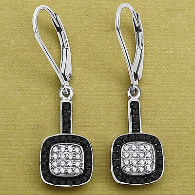 0.45CTW Genuine Black Diamond & White Diamond .925 Sterling Silver Earrings