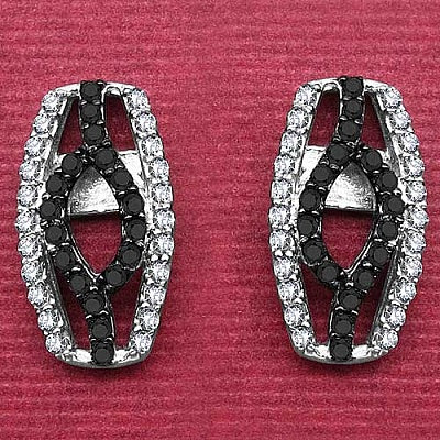 0.46CTW Genuine Black Diamond & White Diamond .925 Sterling Silver Earrings