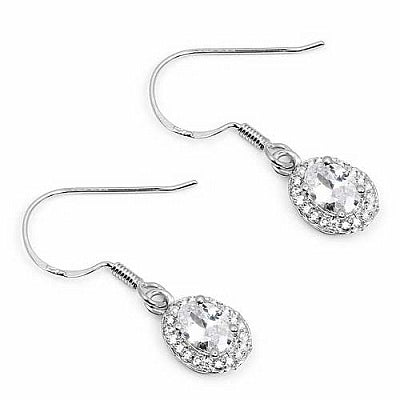 BridalMe 2.40CTW White Cubic Zirconia .925 Sterling Silver Dangle Earrings