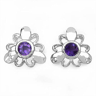 1.80CTW Genuine Amethyst .925 Sterling Silver Earrings