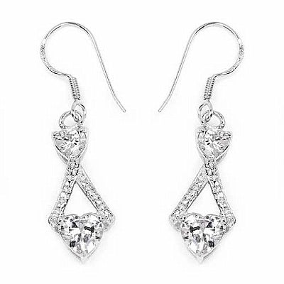 BridalMe 5.30CTW White Cubic Zirconia .925 Sterling Silver Dangle Earrings