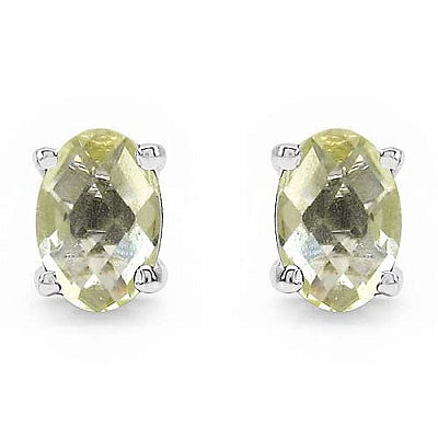 0.84CTW Genuine Lemon Topaz .925 Sterling Silver Oval Shape Earrings