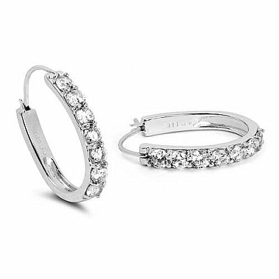 BridalMe 6.16CTW White Cubic Zirconia .925 Sterling Silver Hoops Earrings