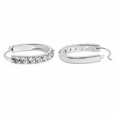 BridalMe 6.16CTW White Cubic Zirconia .925 Sterling Silver Hoops Earrings