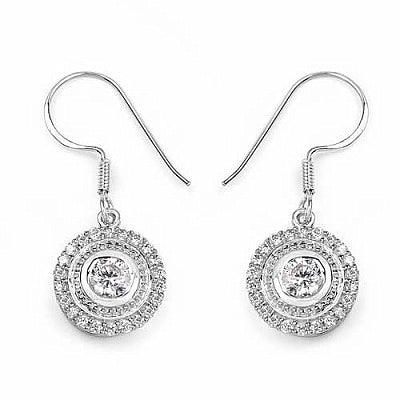 BridalMe 2.62CTW White Cubic Zirconia .925 Sterling Silver Dangle Earrings