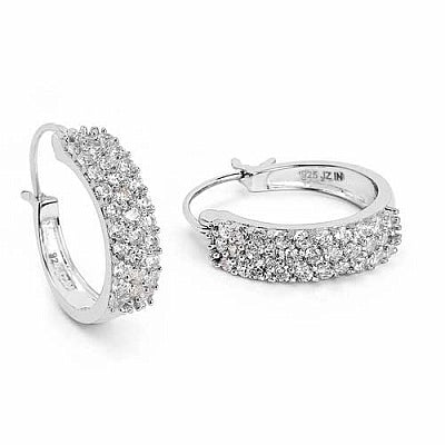 BridalMe 3.60CTW White Cubic Zirconia .925 Sterling Silver Hoops Earrings