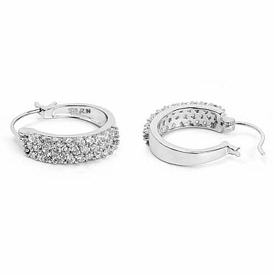 BridalMe 3.60CTW White Cubic Zirconia .925 Sterling Silver Hoops Earrings