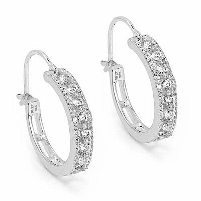 BridalMe 0.92CTW White Cubic Zirconia .925 Sterling Silver Hoops Earrings