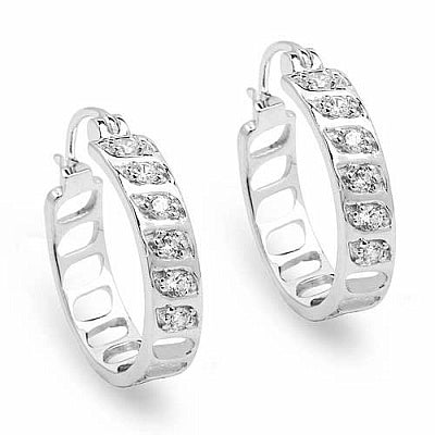 BridalMe 0.72CTW White Cubic Zirconia .925 Sterling Silver Hoops Earrings