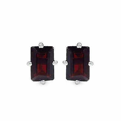 1.60CTW Genuine Garnet .925 Sterling Silver Octagon Shape Earrings
