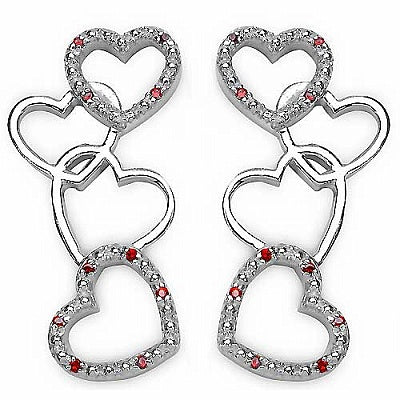0.40CTW Genuine Red Cubic Zircon .925 Sterling Silver Earrings