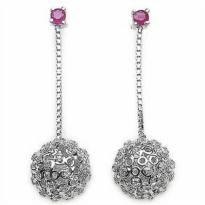 1.09CTW .925 Sterling Silver Ruby & White Cubic Zirconia Earrings