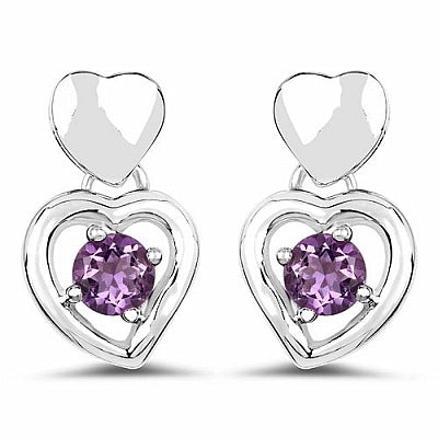 1.80CTW Genuine Amethyst .925 Sterling Silver Earrings