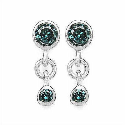 0.32CTW Genuine Blue Diamond .925 Sterling Silver Earrings