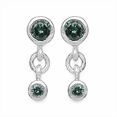 0.34CTW Genuine Blue Diamond .925 Sterling Silver Earrings