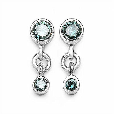 0.34CTW Genuine Blue Diamond .925 Sterling Silver Earrings