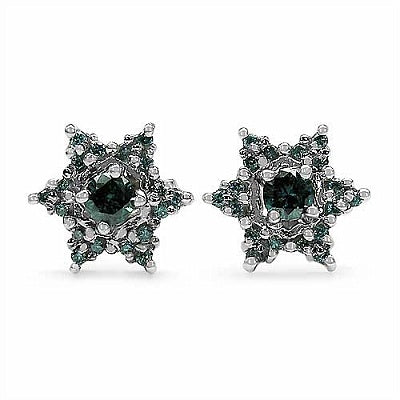 0.42CTW Genuine Blue Diamond .925 Sterling Silver Earrings