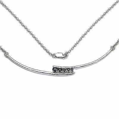 0.51CTW.925 Sterling Silver Black Sapphire Necklace